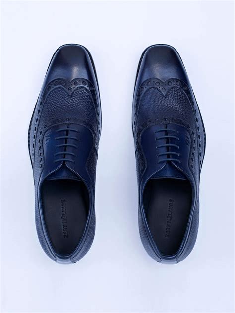 Oxford Lace Up Shoes With Broguing & Zm Embossed Leather Detail – Zest ...