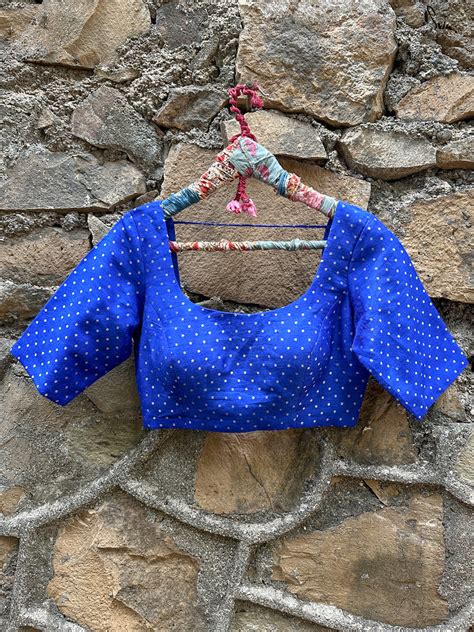 Royal Blue Banarasi Silk Blouse With U Neck|Timaniya|Suta