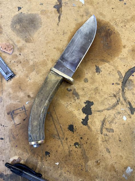 First time doing an antler handle knife. Stock removal 15n20, bronze ...