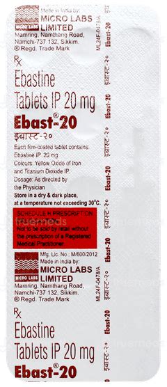 Ebast 20 Tablet 15 - Uses, Side Effects, Dosage, Price | Truemeds
