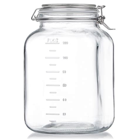 Folinstall 1 Gallon Square Super Wide-Mouth Glass Jars with Airtight ...