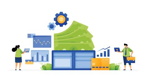 Vector illustration of Smart Spending, Managing Money with Digital Wallets. Track and Grow form ...