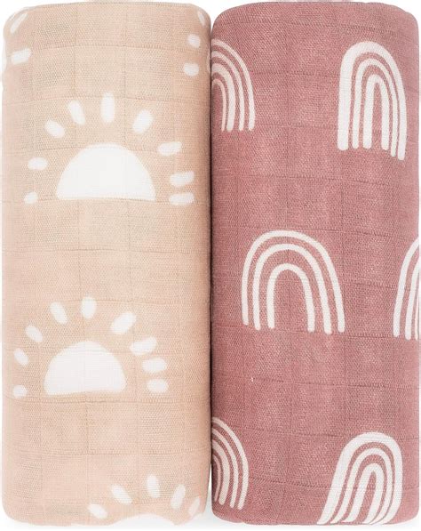 Amazon.com: Comfy Cubs Muslin Swaddle Blankets Pack of 2 - 47 x 47 Inch ...