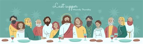 Illustrazione piatta del giovedì santo dell'ultima cena | Vettore Gratis