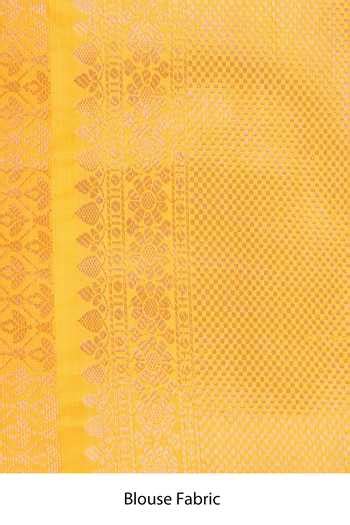 Buy Blue Silk Zari Sky Yellow Brocade Banarasi Saree Set For Women by ...