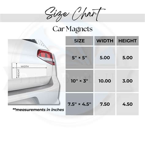 Car Magnets Size Chart, Car Bumper Magnets Sizing Guide, Car Bumper Sticker Magnet Listing Photo ...