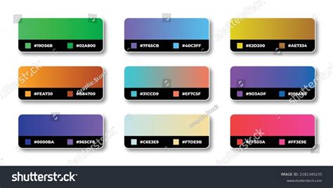 Gradient Color Palette Hex Codes Stock Vector (Royalty Free) 2181345235 ...