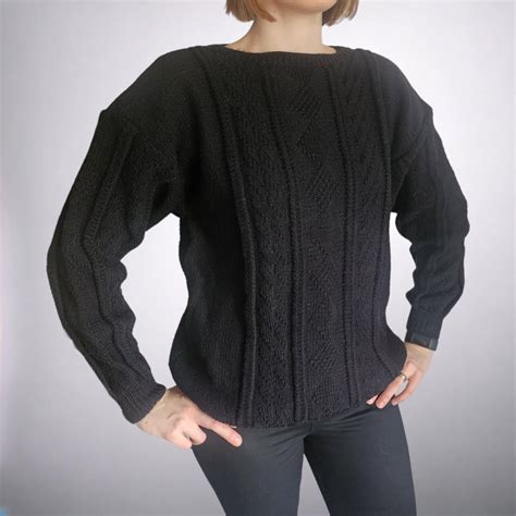 70s Vintage Womens Black Cardigan Sweater, Size 10 |... - Depop