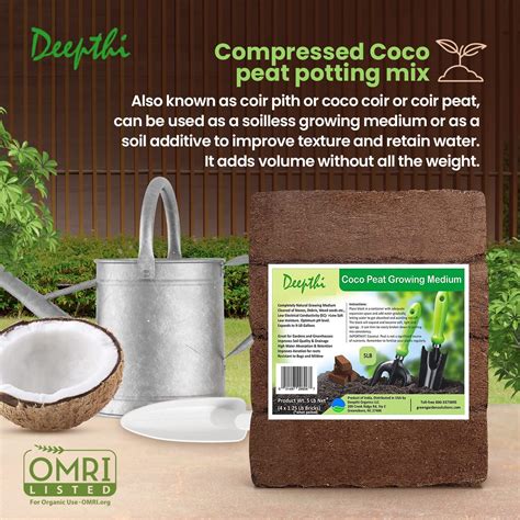 Buy Deepthi Coco Peat Growing Medium – OMRI Listed for Organic Use – 5 ...