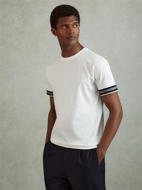 Buy Reiss White Dune Mercerised Cotton Striped T-Shirt from Next India
