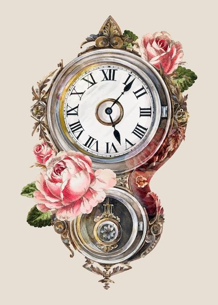 Vintage wall clock illustration vector, remixed from the artwork by ...