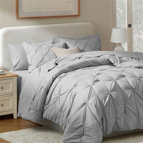 Amazon.com: Nestl Queen Comforter Set 7 Piece - Pinch Pleated ...