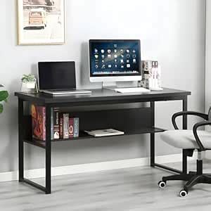 CREATIVE SKILLS Computer Desk with Bookshelf: Metal Home Office Desk ...