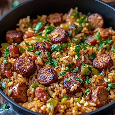 Cajun Sausage with Rice and Peppers Skillet - Comfort Cravings Recipes