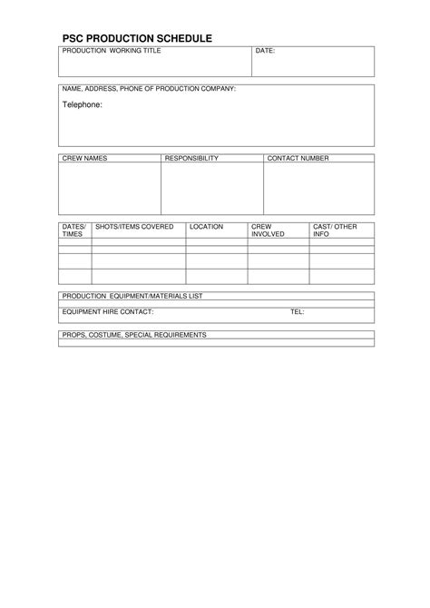 Image result for Production Schedule Example