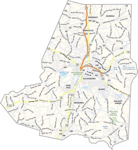 Wayne County Map, North Carolina - US County Maps