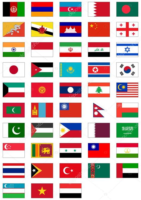 Asia Countries and Flags 的图像结果