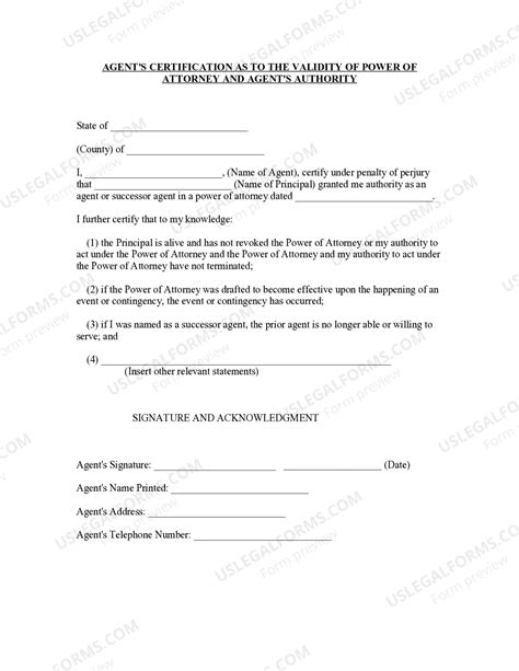 New Mexico Affidavit as to Power of Attorney Being in Full Force ...