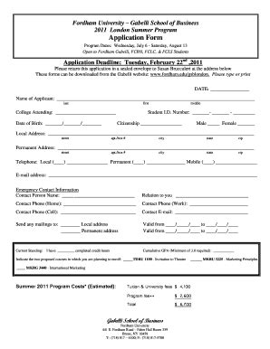 Fillable Online fordham Application Form - Fordham University - fordham ...