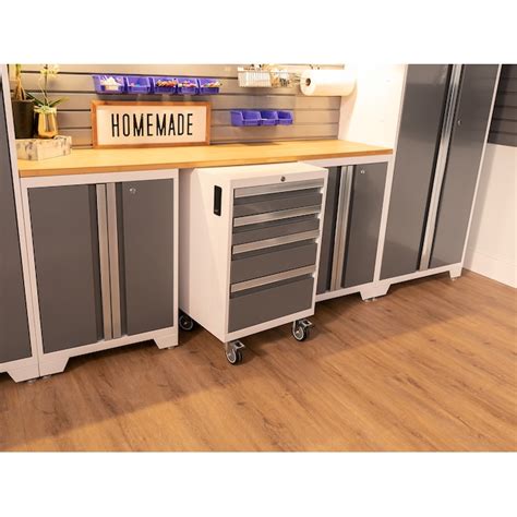 NewAge Products 132-in W x 76.75-in H 7-Cabinets Steel Platinum Garage ...