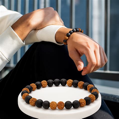 BLESSED RUDRAKSHA BRACELET WITH GROUNDING LAVA STONES – Astro Anil