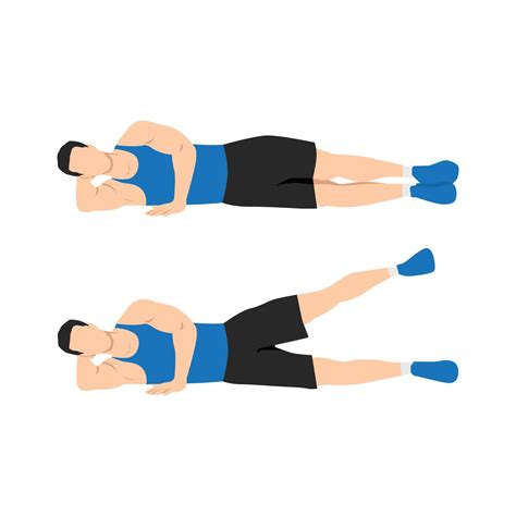Man doing Lying side leg lifts or lateral raises hip abductors or adductors. Leg Raise Exercise ...