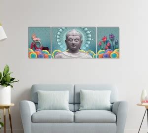 Masstone Spiritual Buddha Religious HD Quality 3 Piece MDF Painting ...