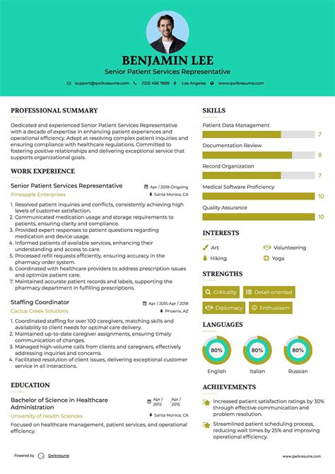 10+ Patient Services Representative Resume Samples & Templates for 2025