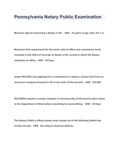 PA Notary Exam - State Test//PA Notary Questions And Answers 2022/2023 ...