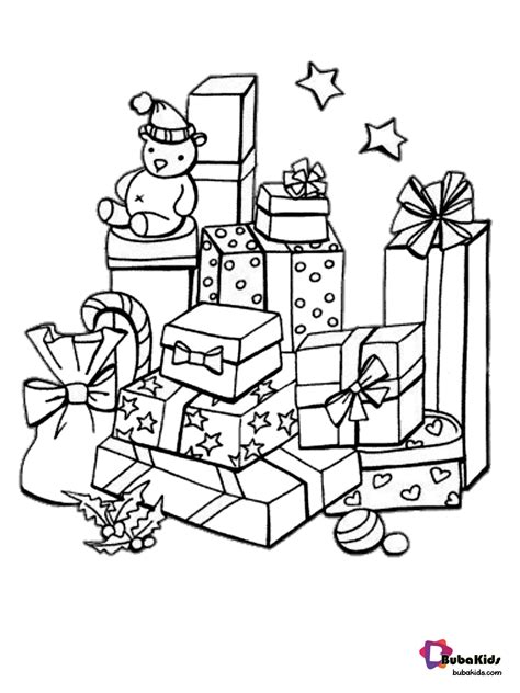 Christmas Coloring Pages Santa Pile Of Gifts 400 518 - Homemade Creations
