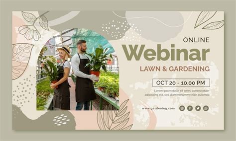 Webinar-Vorlage für die Gartenarbeit mit handgezeichneter Textur ...