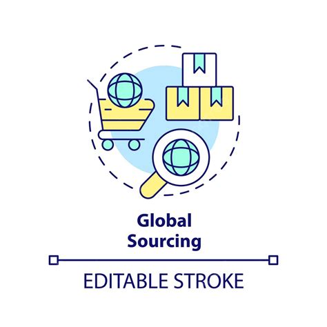 Global Sourcing Concept Icon Supply Chain Strategy Round Vector, Supply ...