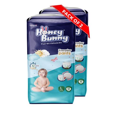 Buy Honey Bunny Everyday Baby Diapers Pants | Large (L), 64 Count, 9-14 ...