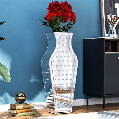 Amazon.com: SHYFOY Extra Large Tall Floor Vase Mirrored Silver Crystal ...