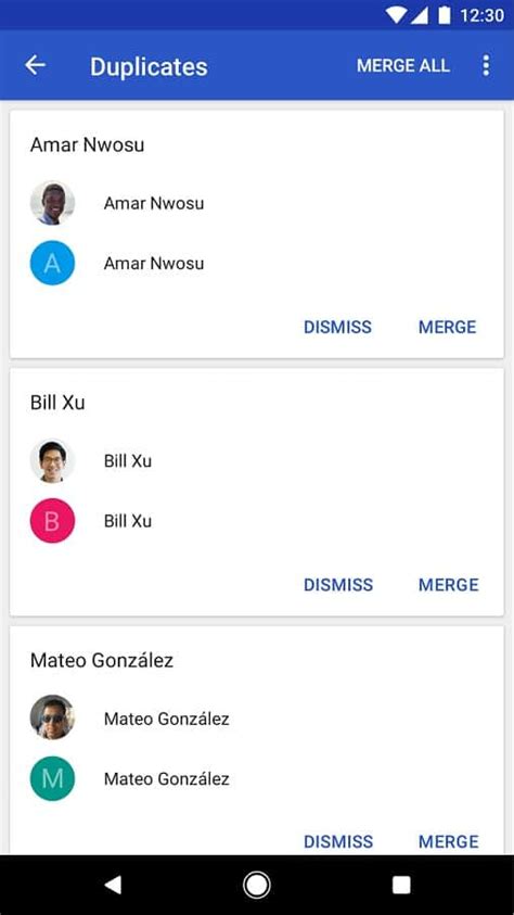 Image result for Google Contacts App Interface