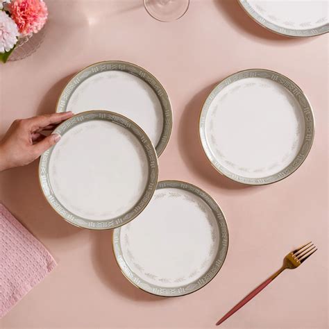 Grey Azo Set Of 4 Snack Plates 8 Inch Online - Premium Snack Plate ...