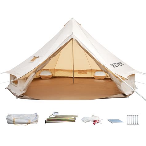 VEVOR 12 Person Canvas Glamping Bell Tent, Breathable Waterproof Large ...