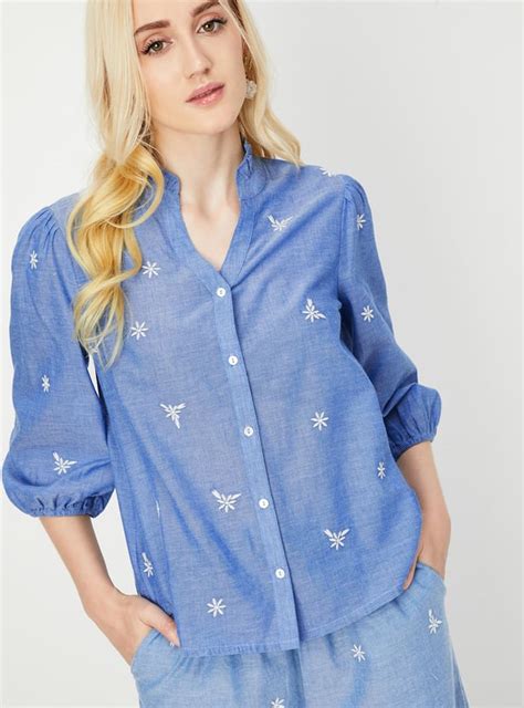 Buy Women Embroidered Frill Collar Top Online at just Rs. 799.0 ...