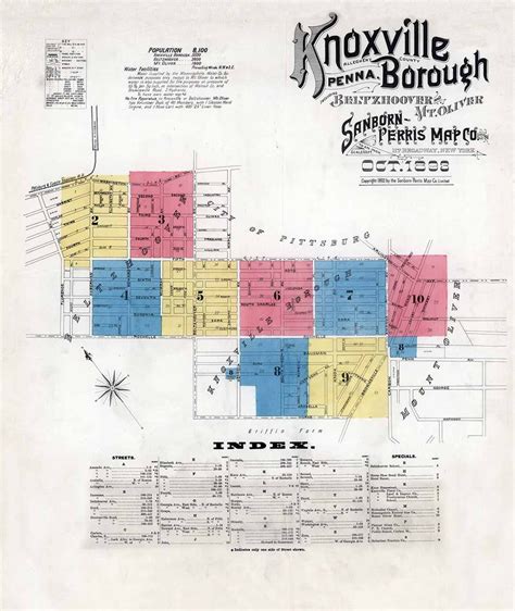 1893 Town Map of Knoxville Borough Allegheny County Pennsylvania ...