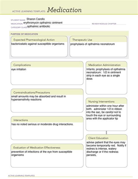 Erythromycin Ophthalmic Ointment Medication Template, It is usually ...