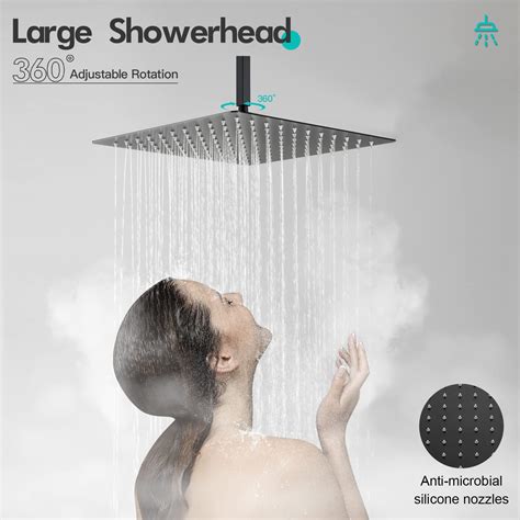 Black Shower Jets System in Wall, STARBATH 12 Inch Ceiling Mount ...