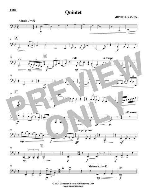 Quintet - Tuba by Canadian Brass Sheet Music for Brass Ensemble at ...