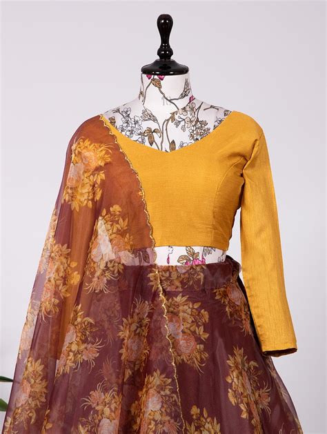 Captivating Maroon Floral Lehenga Choli Set - Organza