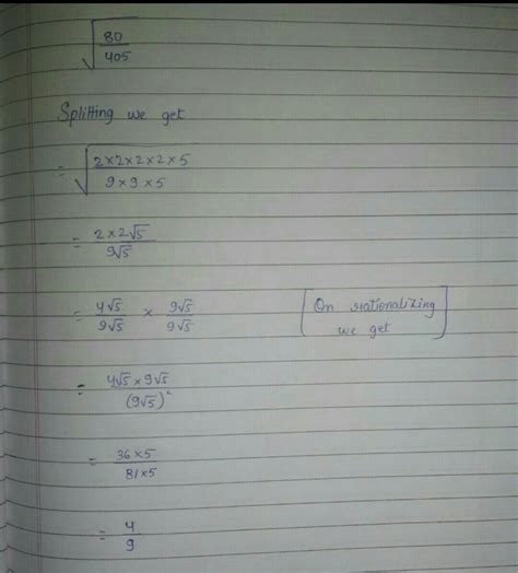 simplify square root 80/405 - Brainly.in