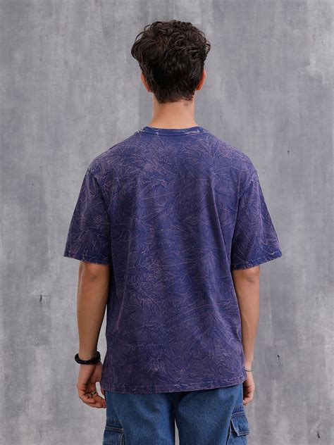 Washed Oversized Fit Pure Cotton T-Shirt | Navy Blue – Wrogn