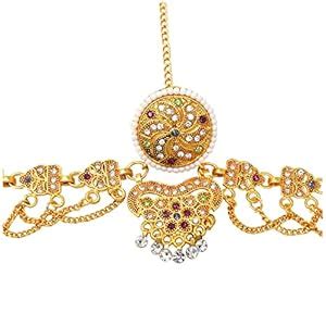 Buy Meira Jewellery Brass Ethnic AD studded Gold plated Rajputi Rakhdi ...