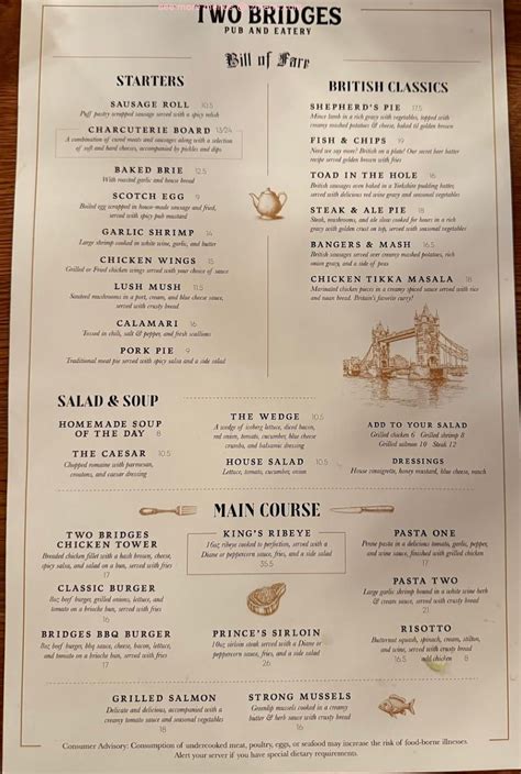 Online Menu of Two Bridges Pub Restaurant, Winter Garden, Florida ...
