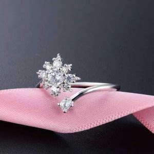 SILVERSHOPE Adjustable american diamond flower type adjustable ring for ...