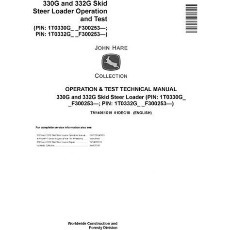 John Deere 330G 332G Diagnostic Test Manual TM14061X19 PDF – Manuals Market