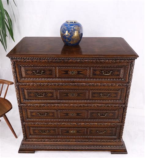 Heavily Carved Spanish Style 4 Drawers Commode Chest of Drawers Dresser ...